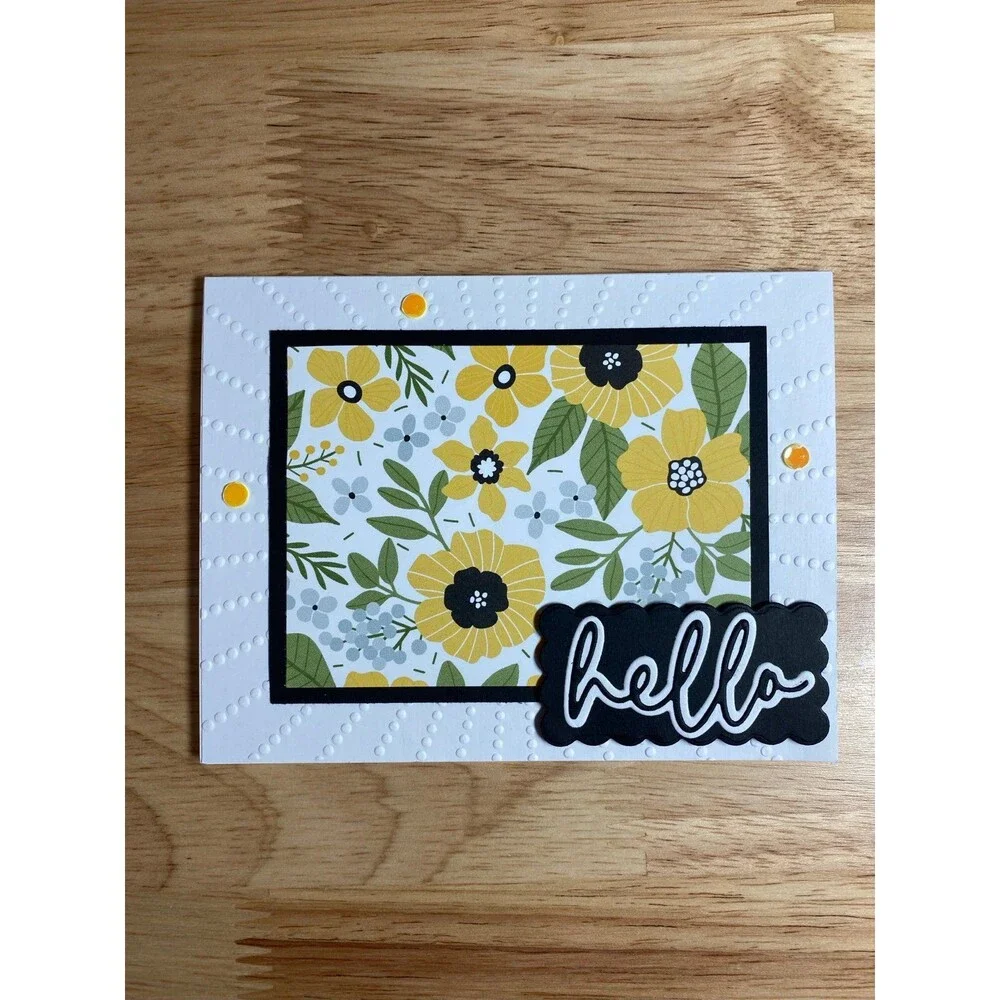 Flowers Hello Greeting Card – Handmade A2 Card – All Occasion Blank Card